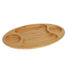 Load image into Gallery viewer, Wilmax Porcelain Set Of 3 Bamboo 3 Section Platter 14" inch X 8" inch | For Appetizers / Barbecue / Burger Sliders