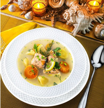 Load image into Gallery viewer, Wilmax Porcelain White Porcelain Deep Plate With Embossed Wide Rim 9" inch | Set Of 6 In Gift Box