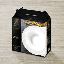 Load image into Gallery viewer, Wilmax Porcelain White Porcelain Deep Plate With Embossed Wide Rim 9" inch | Set Of 6 In Gift Box