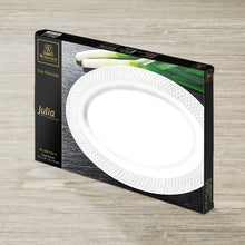 Load image into Gallery viewer, Wilmax Porcelain White Oval Platter With Embossed Wide Rim 14" inch X 10" inch |In Gift Box
