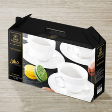 Load image into Gallery viewer, Wilmax Porcelain White 6 Oz Cappuccino Cup & 5.5" inch Saucer Set Of 6 In Gift Box