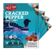 Load image into Gallery viewer, Field Trip Cracked Pepper Turkey Jerky 2.2oz bag - 9 bags x 2.2oz case