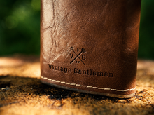 Load image into Gallery viewer, Vintage Gentlemen Preorder: Leather Wrapped VG Stainless Steel Flask