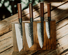 Load image into Gallery viewer, Vintage Gentlemen Four Piece Chef Knife Set With Magnetic Block