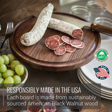 Load image into Gallery viewer, Virginia Boys Kitchens Small Round Walnut Charcuterie Board