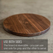 Load image into Gallery viewer, Virginia Boys Kitchens Small Round Walnut Charcuterie Board