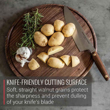 Load image into Gallery viewer, Virginia Boys Kitchens Large Round Walnut Wood Charcuterie Board
