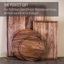 Load image into Gallery viewer, Virginia Boys Kitchens Large Round Walnut Wood Charcuterie Board