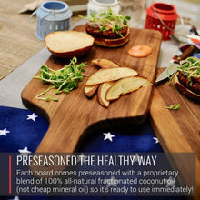 Load image into Gallery viewer, Virginia Boys Kitchens 8 x 17 Walnut Cutting Board and Charcuterie Paddle with Handle