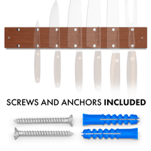 Load image into Gallery viewer, Virginia Boys Kitchens 16" Wall Mounted Magnetic Walnut Wood Knife Rack - Holds 7 Knives