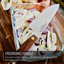 Load image into Gallery viewer, Virginia Boys Kitchens 3 Piece Stainless Steel Chef Knife Set with Walnut Wood Handles