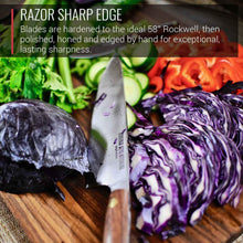 Load image into Gallery viewer, Virginia Boys Kitchens 3 Piece Stainless Steel Chef Knife Set with Walnut Wood Handles
