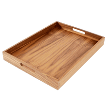 Load image into Gallery viewer, Virginia Boys Kitchens 20 x 15 Inch Rectangular Walnut Wood Serving and Coffee Table Tray with Handles