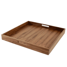 Load image into Gallery viewer, Virginia Boys Kitchens 20 x 20 Inch Square Walnut Wood Serving and Coffee Table Tray with Handles