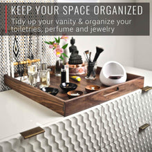 Load image into Gallery viewer, Virginia Boys Kitchens 20 x 20 Inch Square Walnut Wood Serving and Coffee Table Tray with Handles