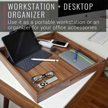 Load image into Gallery viewer, Virginia Boys Kitchens 20 x 20 Inch Square Walnut Wood Serving and Coffee Table Tray with Handles