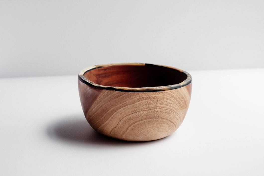 2nd Story Goods - 2nd Story Goods Wooden Bowl with Horn Rim - | Delivery near me in ... Farm2Me #url#