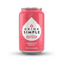 Load image into Gallery viewer, Drink Simple 12 oz. Raspberry Lemon Sparkling Maple Water - 12 Pack