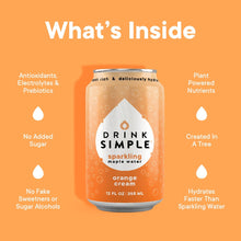 Load image into Gallery viewer, Drink Simple - 12 oz. Orange Cream Sparkling Maple Water - 12 Pack by Drink Simple - Farm2Me - carro-6365894 - 856266007266 -