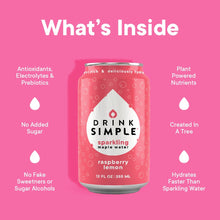 Load image into Gallery viewer, Drink Simple - 12 oz. Raspberry Lemon Sparkling Maple Water - 12 Pack by Drink Simple - Farm2Me - carro-6365560 - 856266007242 -