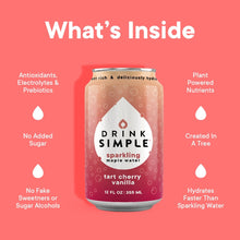 Load image into Gallery viewer, Drink Simple - 12 oz. Tart Cherry Vanilla Sparkling Maple Water - 12 Pack by Drink Simple - Farm2Me - carro-6365907 - -