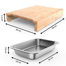 Load image into Gallery viewer, ecozoi - Bamboo Cutting Board with 2 Organizing Stainless Steel Trays by ecozoi - | Delivery near me in ... Farm2Me #url#