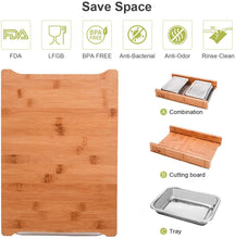Load image into Gallery viewer, ecozoi - Bamboo Cutting Board with 2 Organizing Stainless Steel Trays by ecozoi - | Delivery near me in ... Farm2Me #url#
