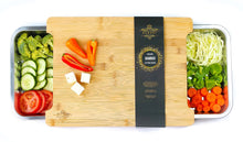 Load image into Gallery viewer, ecozoi - Bamboo Cutting Board with 2 Organizing Stainless Steel Trays by ecozoi - | Delivery near me in ... Farm2Me #url#