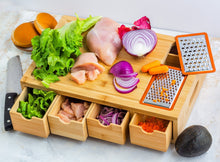 Load image into Gallery viewer, ecozoi - Bamboo Cutting Board with 4 Organizing Trays and 2 Graters by ecozoi - | Delivery near me in ... Farm2Me #url#