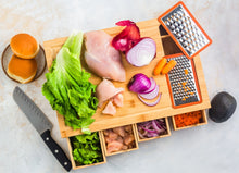 Load image into Gallery viewer, ecozoi - Bamboo Cutting Board with 4 Organizing Trays and 2 Graters by ecozoi - | Delivery near me in ... Farm2Me #url#
