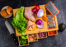 Load image into Gallery viewer, ecozoi - Bamboo Cutting Board with 4 Organizing Trays and 2 Graters by ecozoi - | Delivery near me in ... Farm2Me #url#