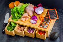 Load image into Gallery viewer, ecozoi - Bamboo Cutting Board with 4 Organizing Trays and 2 Graters by ecozoi - | Delivery near me in ... Farm2Me #url#