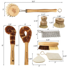 Load image into Gallery viewer, ecozoi - Dish Brush Set, 9 Piece Kitchen Scrub, Zero Waste Brush Set, Plant Based Vegetable Brush Set by ecozoi - | Delivery near me in ... Farm2Me #url#