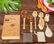 Load image into Gallery viewer, ecozoi - Dish Brush Set, 9 Piece Kitchen Scrub, Zero Waste Brush Set, Plant Based Vegetable Brush Set by ecozoi - | Delivery near me in ... Farm2Me #url#
