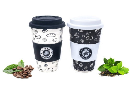 ecozoi - ecozoi Reusable Bamboo Coffee Cups with Silicon Lid and sleeve, 16 oz, Set of 2 - Straw Holders & Dispensers | Delivery near me in ... Farm2Me #url#