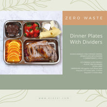 Load image into Gallery viewer, ecozoi - ecozoi Stainless Steel Dinner Plates, Reusable, 5 Compartments, 2 Pack - | Delivery near me in ... Farm2Me #url#