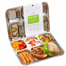 Load image into Gallery viewer, ecozoi - ecozoi Stainless Steel Dinner Plates, Reusable, 5 Compartments, 2 Pack - | Delivery near me in ... Farm2Me #url#