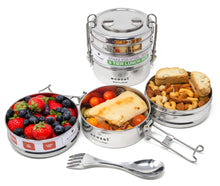 Load image into Gallery viewer, ecozoi - ecozoi Stainless Steel Lunch Box, 3 Tier Round with Spork, 40 Oz - | Delivery near me in ... Farm2Me #url#