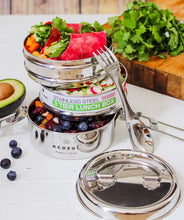 Load image into Gallery viewer, ecozoi - ecozoi Stainless Steel Lunch Box, 3 Tier Round with Spork, 40 Oz - | Delivery near me in ... Farm2Me #url#