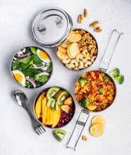 Load image into Gallery viewer, ecozoi - ecozoi Stainless Steel Lunch Box, 4 Tier Round with Spork, 55 Oz - | Delivery near me in ... Farm2Me #url#