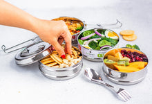 Load image into Gallery viewer, ecozoi - ecozoi Stainless Steel Lunch Box, 4 Tier Round with Spork, 55 Oz - | Delivery near me in ... Farm2Me #url#
