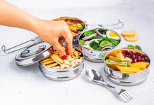Load image into Gallery viewer, ecozoi - ecozoi Stainless Steel Lunch Box, 4 Tier Round with Spork, 55 Oz - | Delivery near me in ... Farm2Me #url#