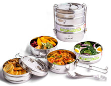 Load image into Gallery viewer, ecozoi - ecozoi Stainless Steel Lunch Box, 4 Tier Round with Spork, 55 Oz - | Delivery near me in ... Farm2Me #url#