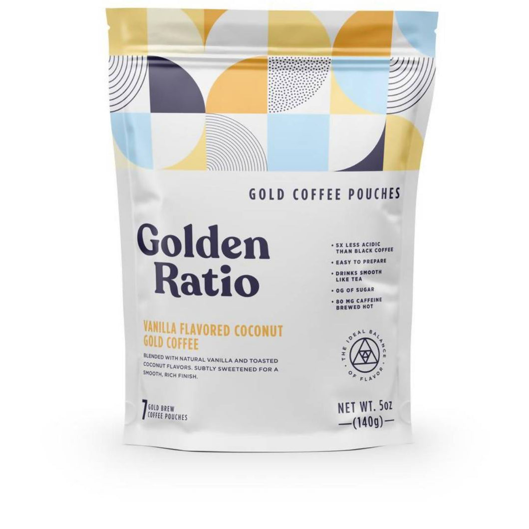 Vanilla Coconut Gold Coffee, Low Acid - 6 Bags x 7 Pouch