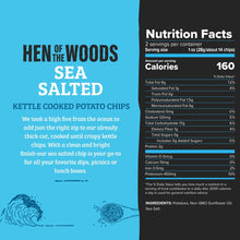 Load image into Gallery viewer, Hen of the Woods Sea Salted Kettle Chips Bag - 60 bags x 2oz case
