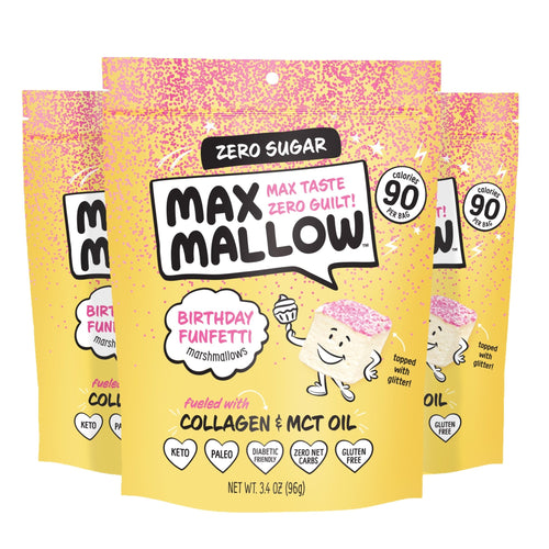 Max Sweets - NEW Know Brainer Max Sweets Snacks Low Carb FunFetti Max Mallow marshmallows with glitter- Gluten Free, Soy Free, Zero Sugar snack, Non-GMO 3 pack by Max Sweets - | Delivery near me in ... Farm2Me #url#