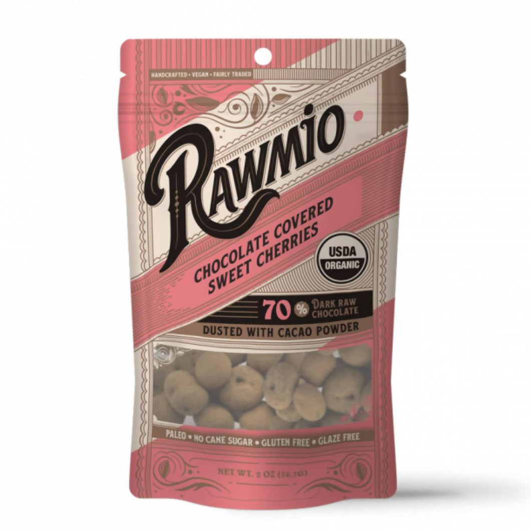 Rawmio Chocolate Covered Sweet Cherries / Chocolate Covered Dried Cherries - 18 Bags x 2oz