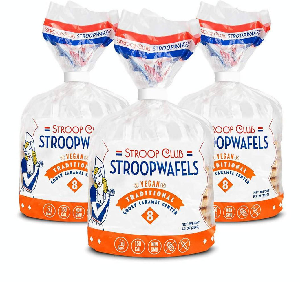 Vegan Caramel Stroopwafel Packs (8 Pieces) - 12 Packs x 8-Pieces