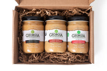 Load image into Gallery viewer, Georgia Grinders Organic Peanut Butter &amp; Cashew Butter: Trio Gift Box - 3 Jars x 12 oz
