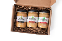 Load image into Gallery viewer, Georgia Grinders Organic Peanut Butter &amp; Cashew Butter: Trio Gift Box - 3 Jars x 12 oz
